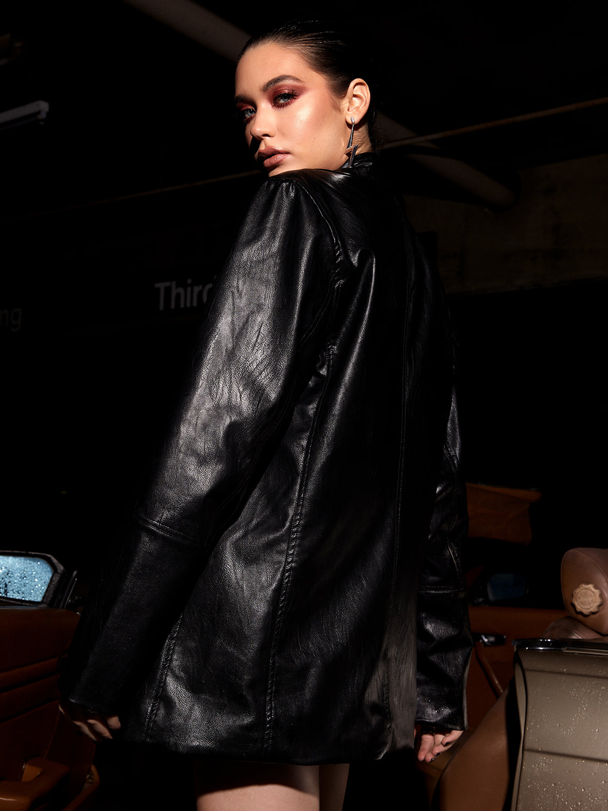 Vegan Leather Oversized Blazer