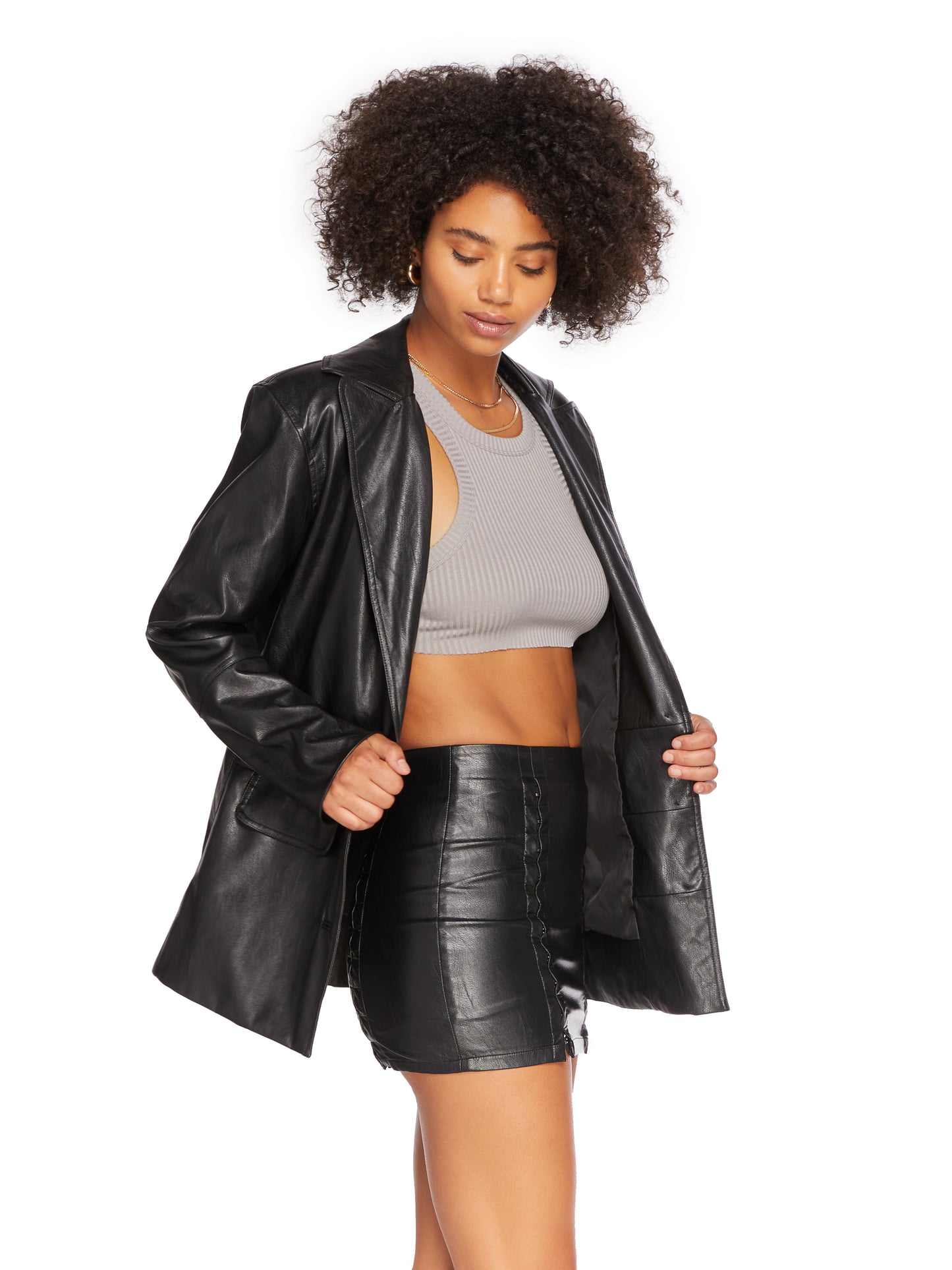 Vegan Leather Oversized Blazer