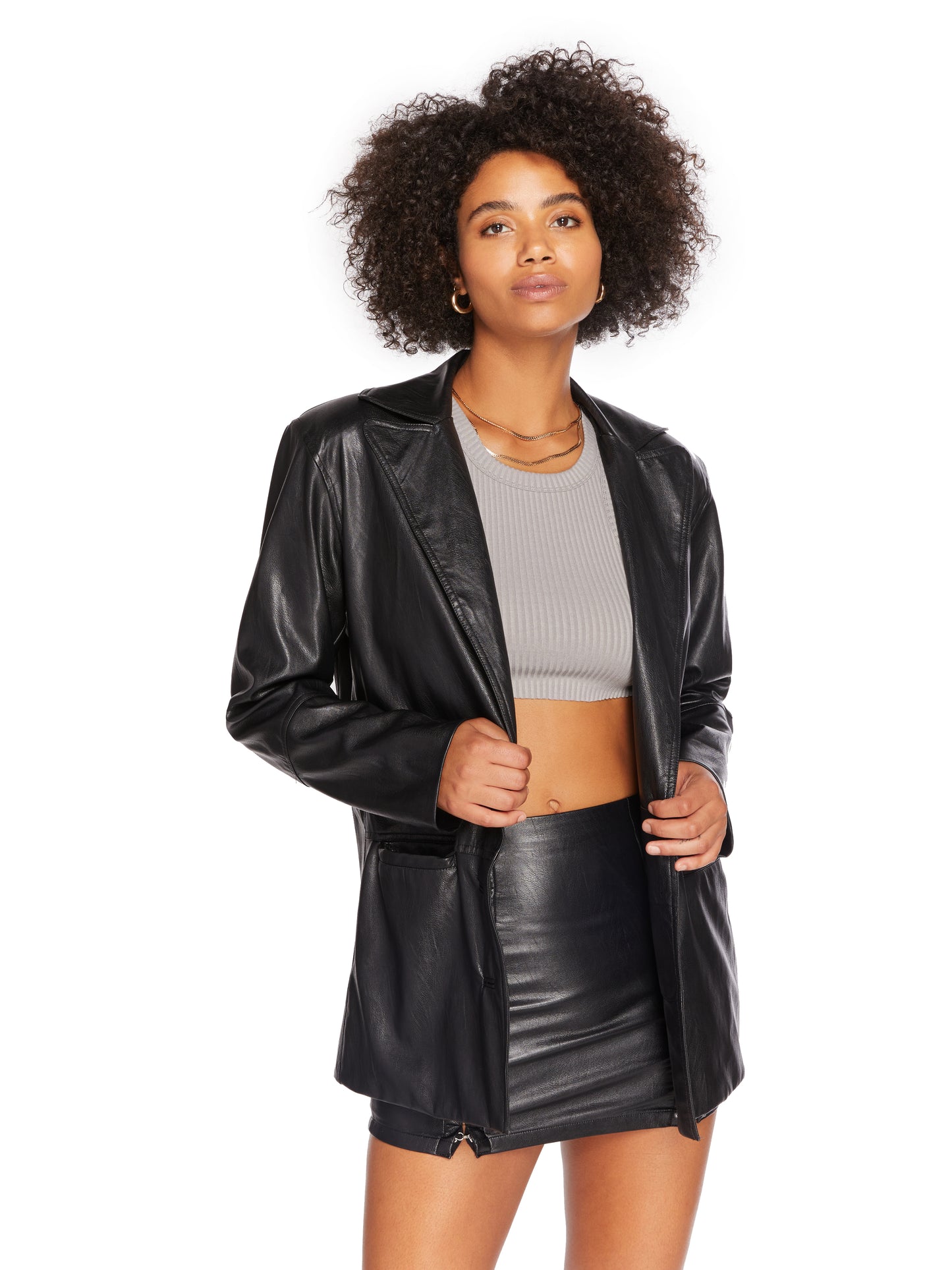 Vegan Leather Oversized Blazer
