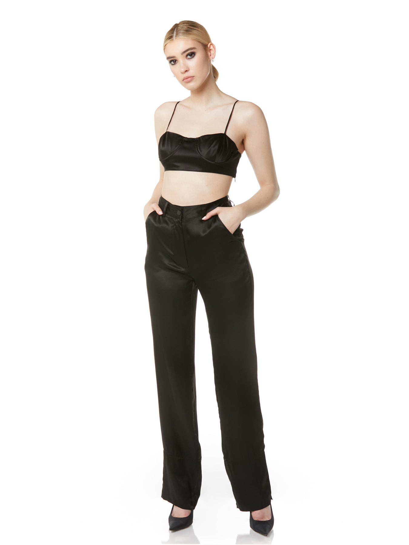 Straight Leg Silk Trouser Pant