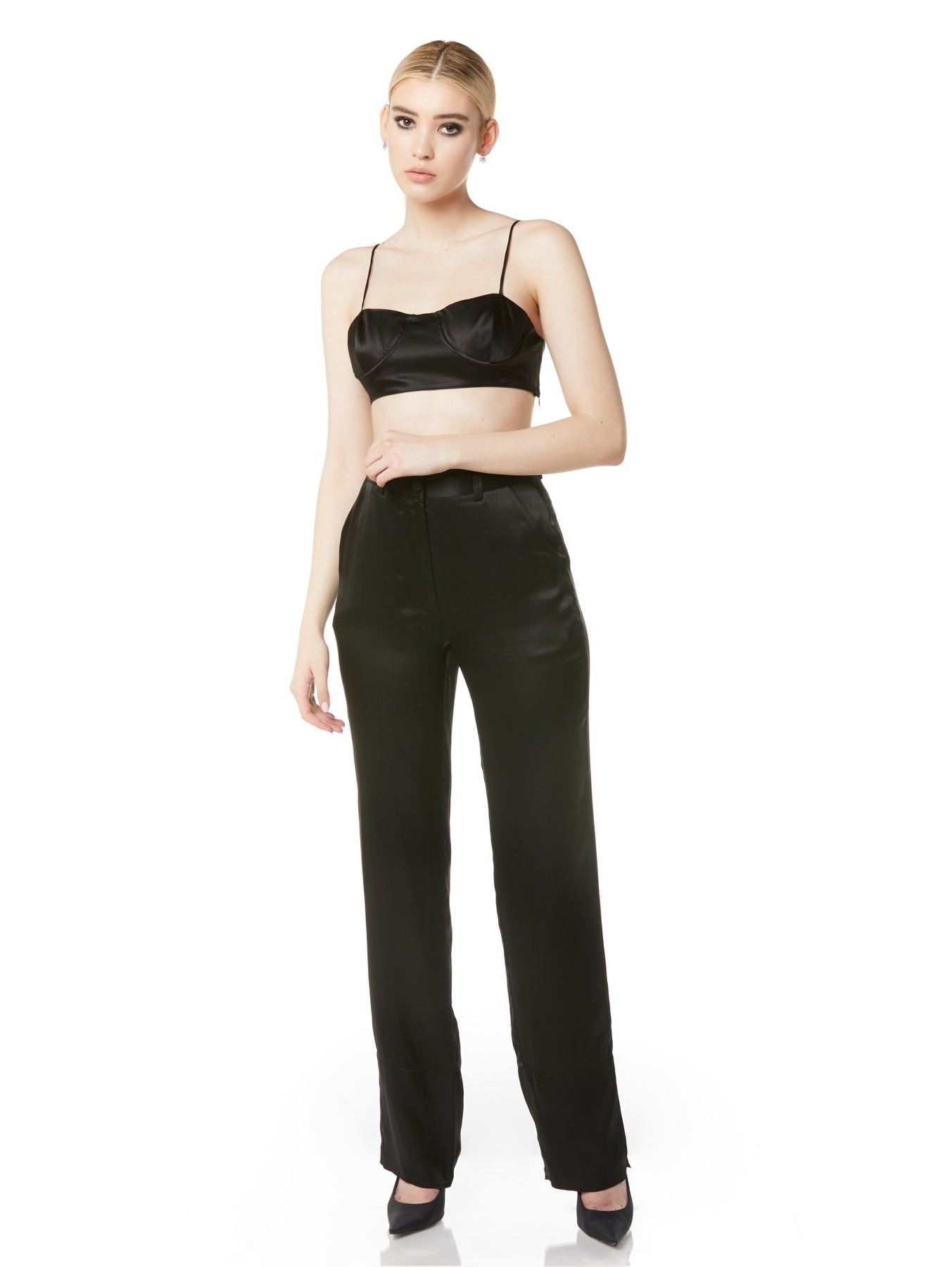 Straight Leg Silk Trouser Pant