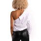 Poplin One-Shoulder Blouse